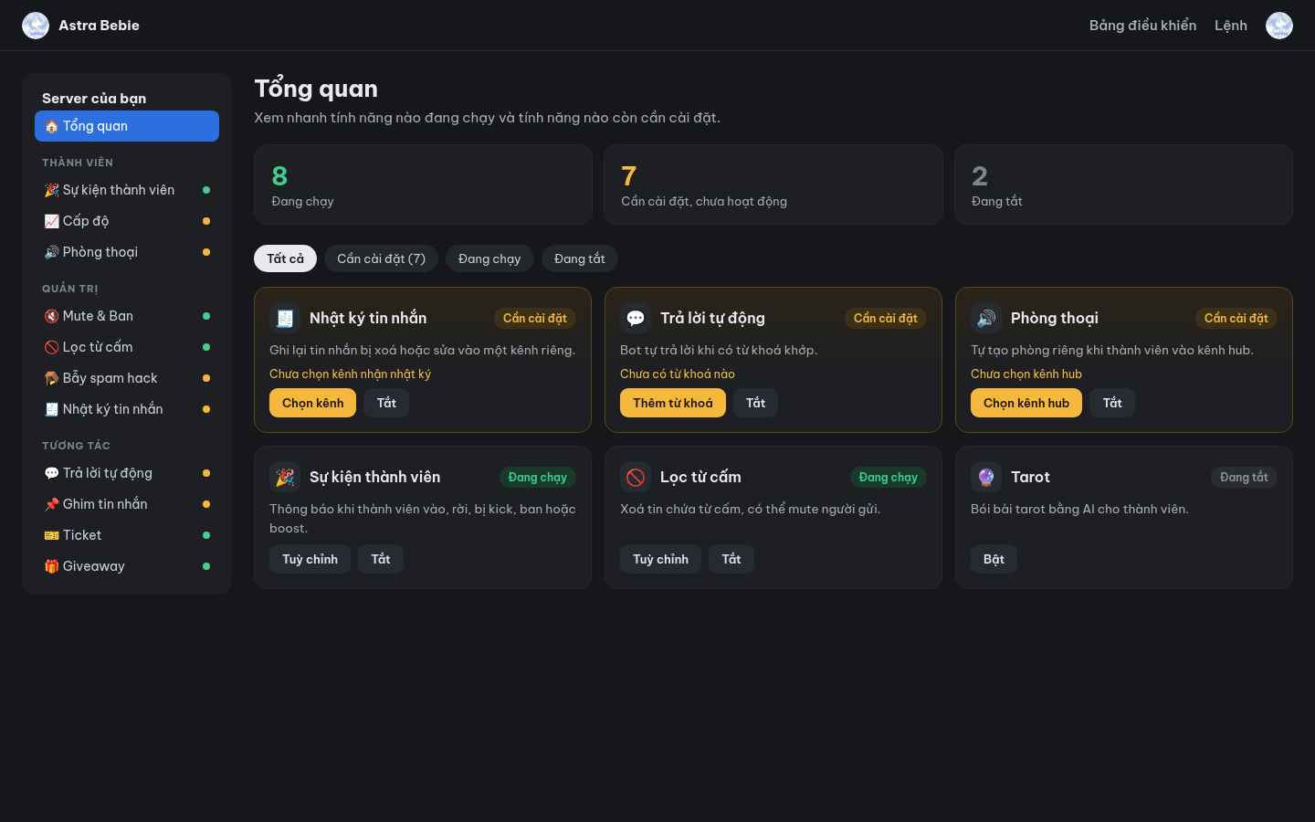 Giao diện dashboard ♡Astra⋆bebie✧˖°